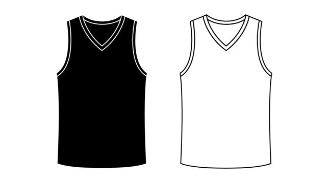 Sleeveless Basketball Jersey Silhouette Black And White Graphic