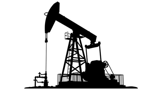 Oil pump jack silhouette against a white background