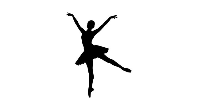 Ballerina In Motion Black Silhouette Against White Background