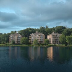 Obraz premium houses on the river