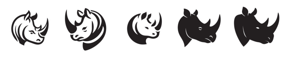 Set of rhino head silhouettes vector © Jefri Syahputra BKL