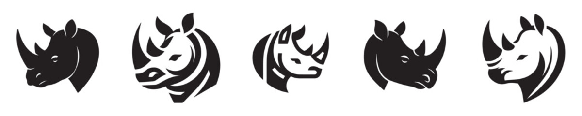 Set of rhino head silhouettes vector © Jefri Syahputra BKL
