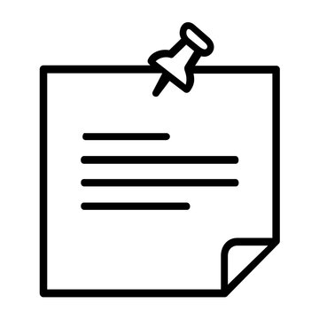 Clean flat vector line icon of a simple sticky note for quick messages, to-do lists, study reminders, project boards, and office organizers.