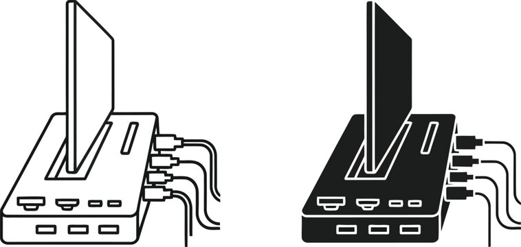 Two wireless routers with various ports and connections side by side