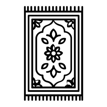 Clean flat vector line icon of a folded prayer rug, suited for mosque signage, Ramadan planners, worship apps, and Islamic lifestyle layouts.