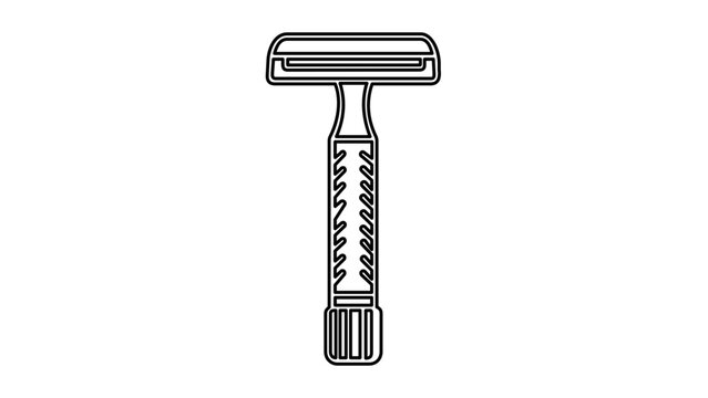 Clean flat vector line icon showing a slim shaving razor, useful for skincare routines, beard care articles, hygiene checklists, and barber branding.