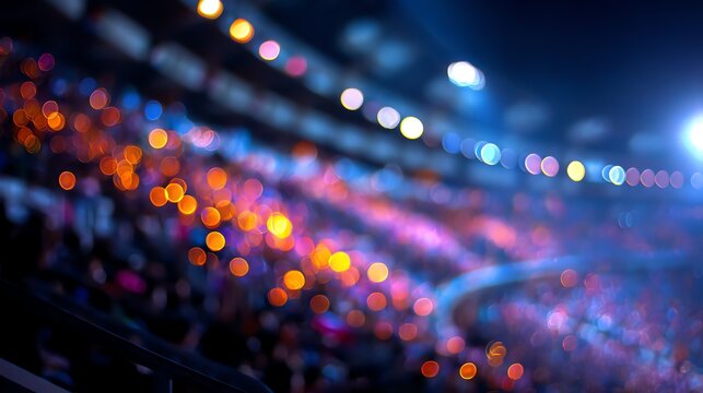 Vibrant Stadium Crowd Bokeh Lights Atmosphere
