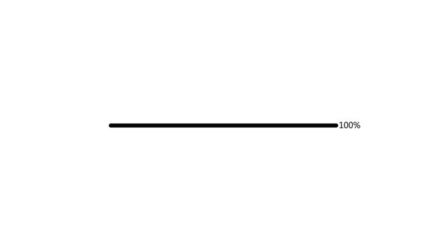 Minimalist black progress bar loading from 0 to 100 percent on white background.4 k video...