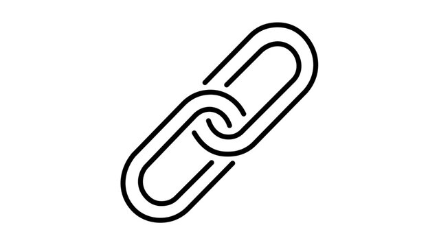 Clean flat vector line icon of a sturdy link chain, suited for attachment actions, online resources, access controls, backlink tools, and UI navigation.