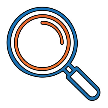 Clean flat vector line icon of a minimal search lens, ideal for web menus, research dashboards, map lookup controls, and discovery features.