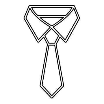 Clean flat vector line icon of a tie and collar for professional business profiles, office branding, formal dress codes, and career interfaces.