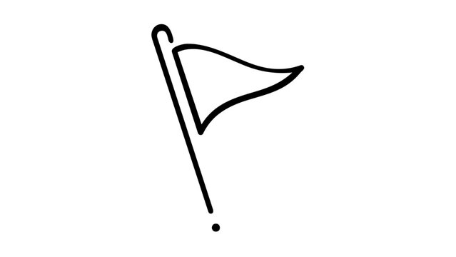 Clean flat vector line icon showing a flag marker for route stops and mapped goals, suited to travel planners, navigation apps, and UI kits.