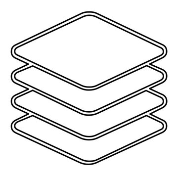 Clean flat vector line icon showing three layered outlines, useful for app toolbars, document organization, graphic editors, and layout management.