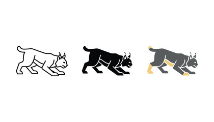 Lynx wild cat vector collection featuring outline silhouette and colored flat design of predator animal for nature branding © TARU STOCKPLC