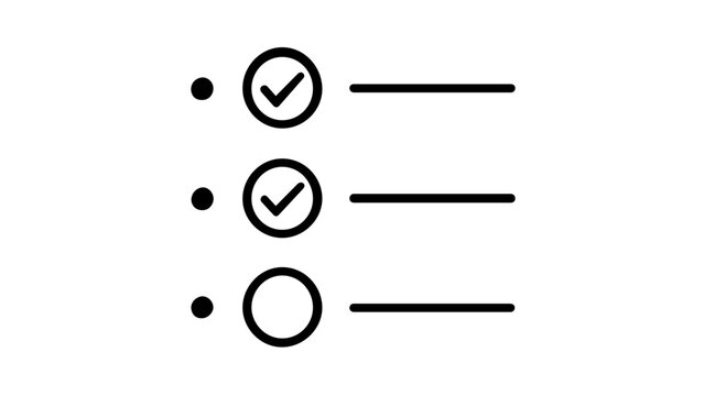 Minimal clean flat vector line icon featuring completed checklist boxes, designed for goal tracking, schedule planning, and mobile task tools.