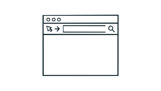Clean flat vector line icon of a generic internet browser window, perfect for website mockups, UI kits, and online service interfaces.