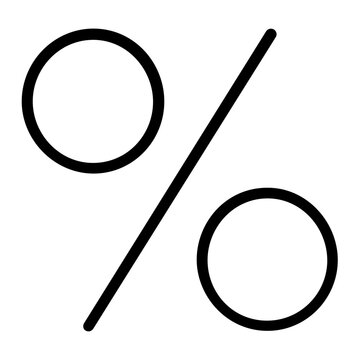 A clean flat vector line icon of a percentage discount symbol for ecommerce sales, coupon codes, seasonal offers, and marketing materials.