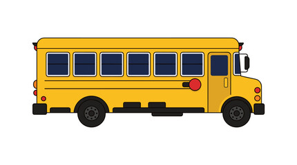 Simple yellow school bus side view isolated on white background for children illustration. © MSTSAFIYA