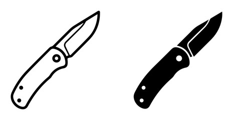 Obraz premium 2 Pocket knife silhouette icons, solid black style, tools