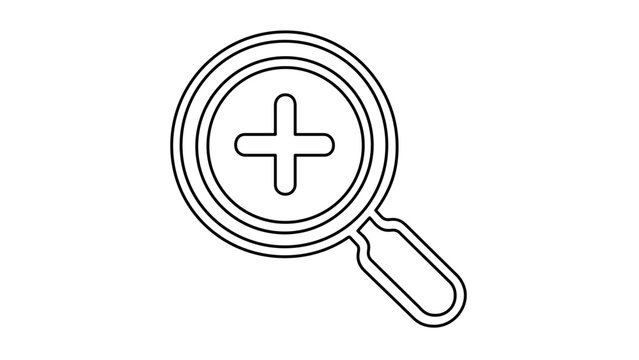 Clean flat vector line icon for zoom in view with plus magnifier, ready for websites, maps, design software, ecommerce previews, and mobile apps.