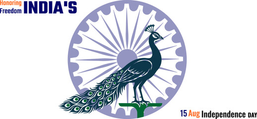 India's Independence Day celebrations, with the peacock symbolizing freedom and national pride © Graphixarray