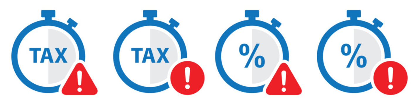 Tax time percent warning set icon illustration