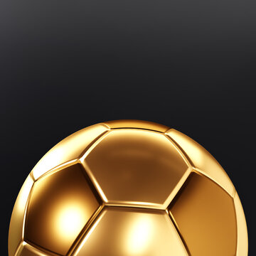 Gold soccer ball on a black background. 3d-rendering