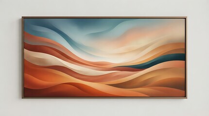 Fototapeta premium Abstract desert landscape painting, modern art print, colorful sand dunes, wall decor