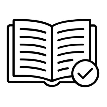 Clean flat vector line icon depicting a product manual booklet, perfect for setup instructions, safety notes, maintenance guides, and digital support.