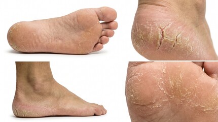 Fototapeta premium Professional Foot Care Element Collection with Cracked Soles