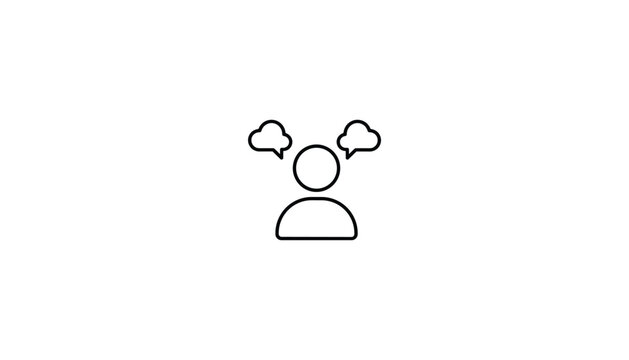 Person with thought bubbles icon for ideas and brainstorming concepts