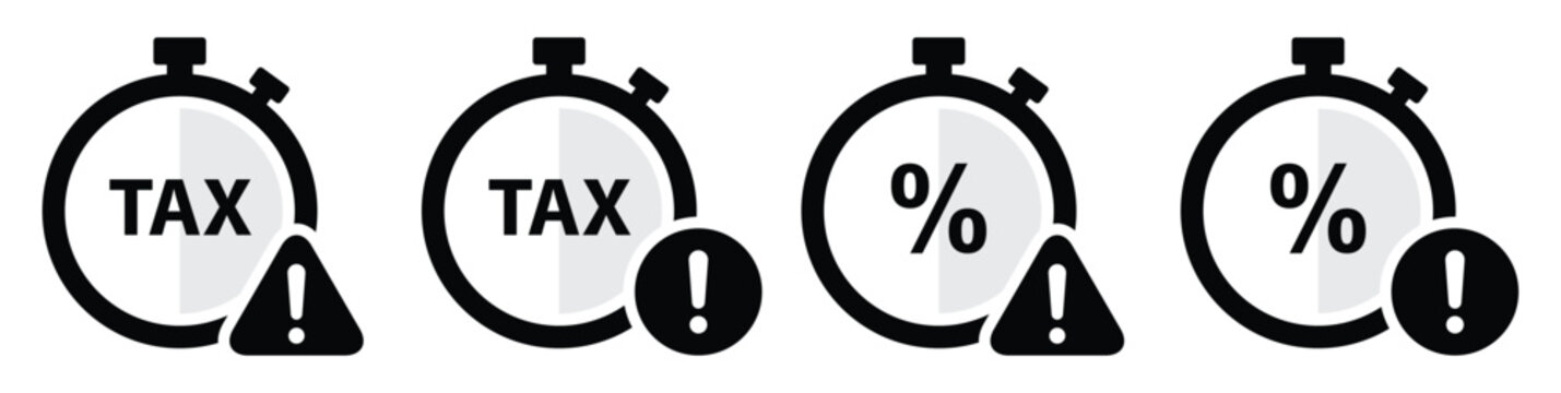 Tax time percent warning set icon illustration