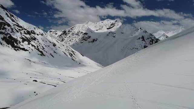 Aerial View of Snow Covered Shinkula Pass in the Indian Himalayas