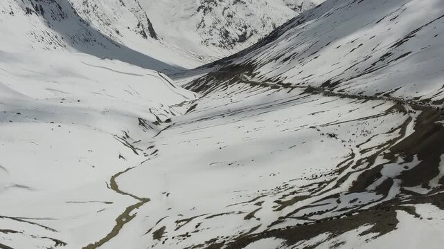 Drone Footage of Majestic Snow Covered Himalayan Mountains in Himachal Pradesh