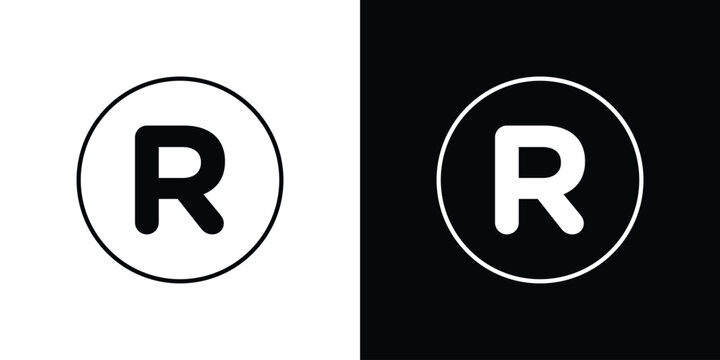 Registered trademark icons vector illustrations in strokes lines