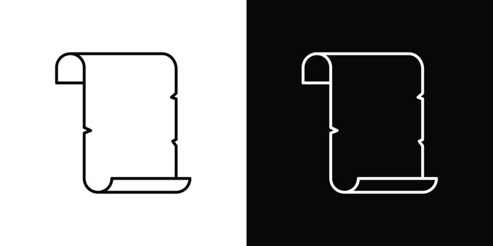 Scroll paper icons vector illustrations in strokes lines