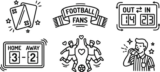 Football fans icons set with scoreboard and players © SHOFIQUL