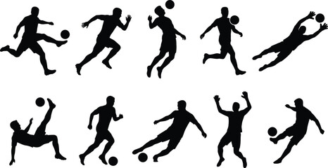 Black silhouette soccer players kicking ball © SHOFIQUL
