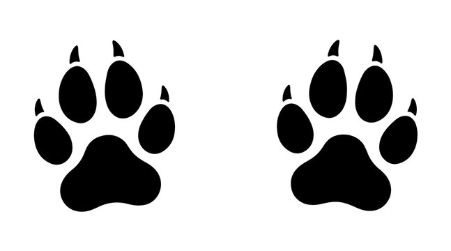 Silhouette of two animal paw prints with sharp claws