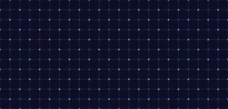 Blue HUD grid line with dots technology interface on dark blue background. Futuristic tech backgrounds for digital and cyber security