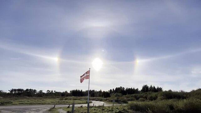 Spectacular Circumzenithal Arc and Sun Dogs Halo Phenomenon in Skagen Sky