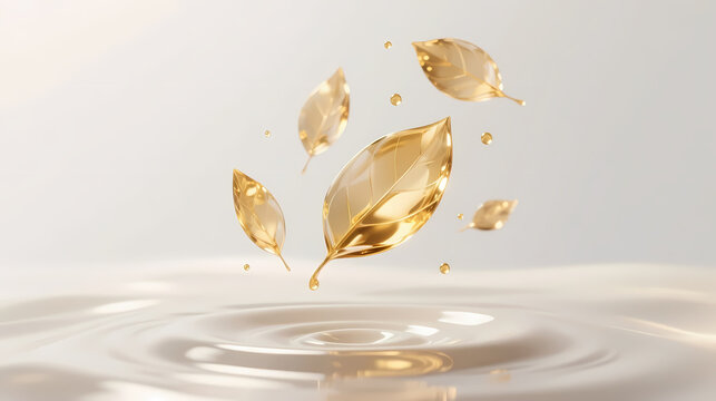 Golden leaves dancing in dreamy light