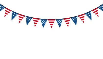 Obraz premium Colorful Triangle Bunting Flags Decoration in Red White and Blue Pattern