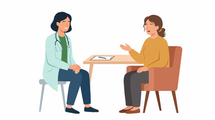 Fototapeta premium Doctor and patient discussing health concerns during a medical consultation in a modern clinic setting