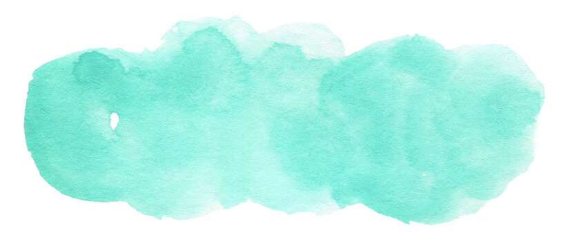 Abstract mint green watercolor spot for text or logo isolated on white background	