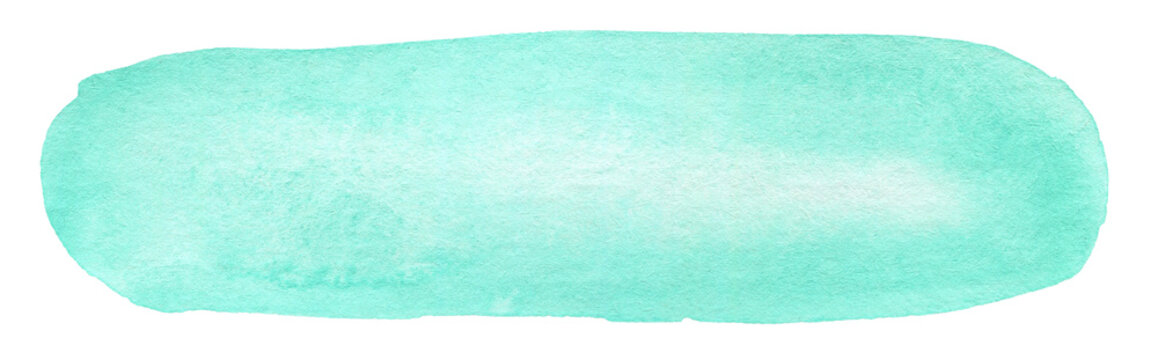 Abstract mint green watercolor spot for text or logo isolated on white background	