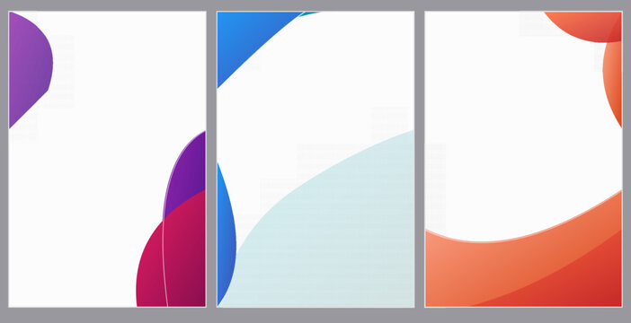 Abstract geometric triptych background with fluid organic shapes and dotted halftone pattern vector