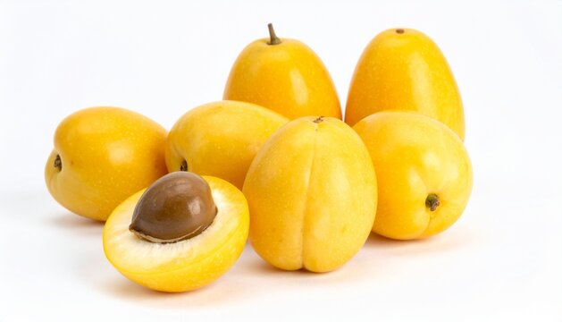 Fresh Marula Fruits with Seed Isolated on White Background
