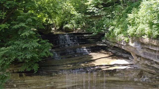 Layered Rock Cascade in Clifty Falls State Park Indiana