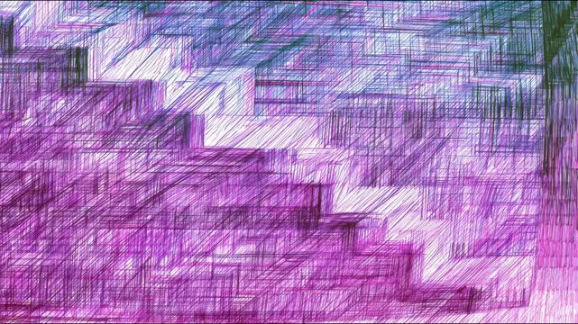 Abstract geometric panels shifting and sliding across digital mosaic backdrop hand drawn digital seamless loop 4k animation for background and overlay